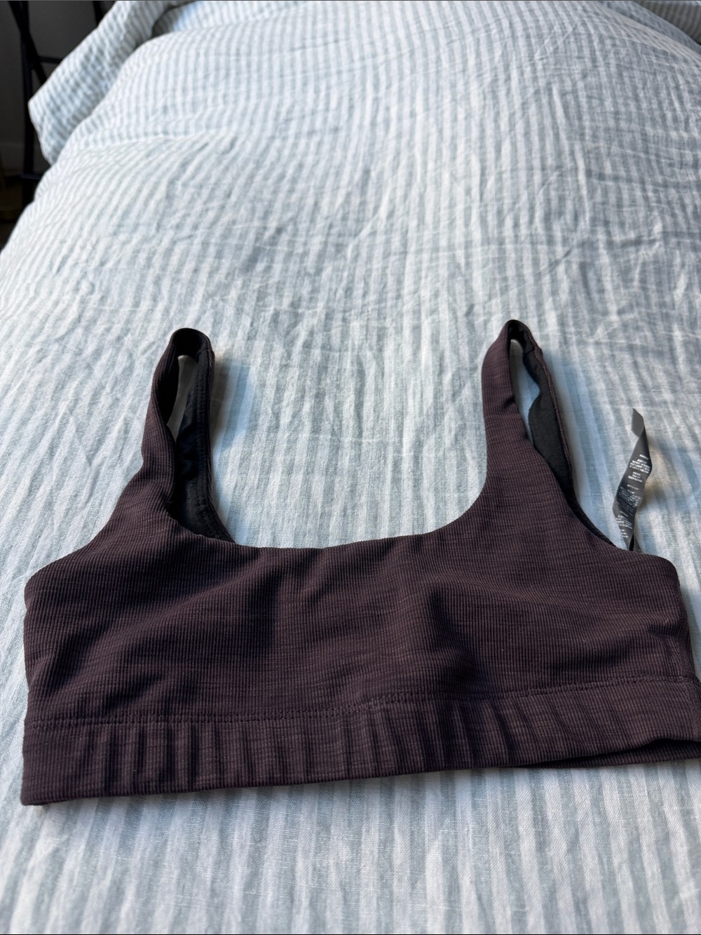 Vuori XS Ribbed Scoop Bralette - Deep Plum
